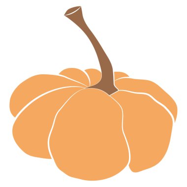 Kabak ikonu vektör çizimi. Sonbahar Cadılar Bayramı ya da Şükran Günü balkabağı sembolü düz dizayn edilmiş, beyaz arkaplanda izole edilmiş siluet.