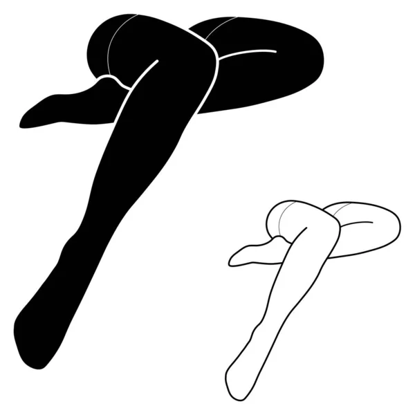 女性のストッキングアウトラインとシルエットシンプルなミニマリストベクトルアイコン 女性の足がセット 概要足 ベクトルイラスト 白い背景に隔離された女性の足のベクトル — ストックベクタ