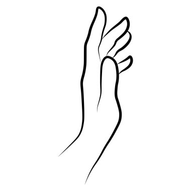 Kadınlar basit, minimalist, doğrusal jest tarzında el ele verirler. Beyaz arkaplanda logolar, izler, desenler, posterler ve diğer tasarımlar yaratmak için kadın ellerinin vektör ilüstrasyonu