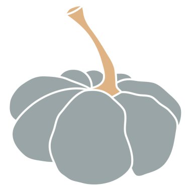 Kabak ikonu vektör çizimi. Sonbahar Cadılar Bayramı ya da Şükran Günü balkabağı sembolü düz dizayn edilmiş, beyaz arkaplanda izole edilmiş siluet.