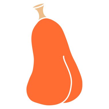 Kabak ikonu vektör çizimi. Sonbahar Cadılar Bayramı ya da Şükran Günü balkabağı sembolü düz dizayn edilmiş, beyaz arkaplanda izole edilmiş siluet.