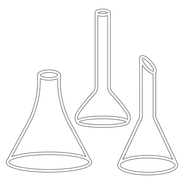 Kimyasal Test Tüpleri Vektör Simgeleri Minimalist Düz Çizimler Oluşturur Beyaz — Stok Vektör