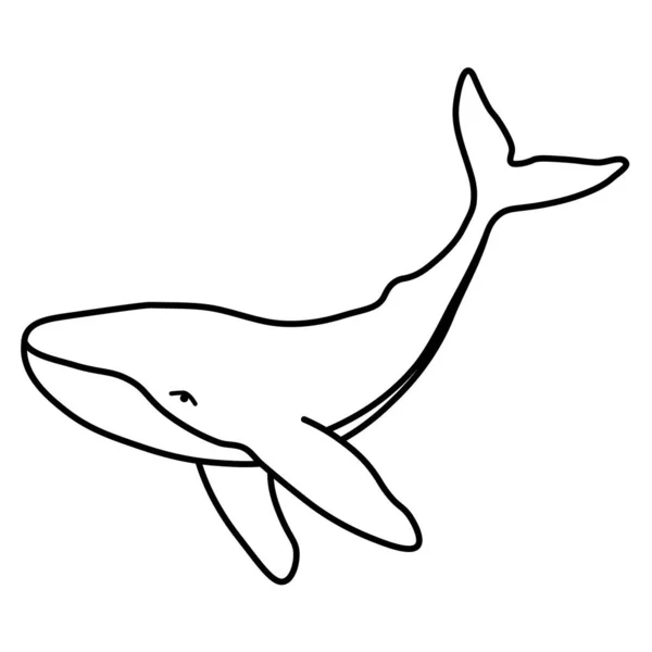 Humpback Whale Minimalist Simple Outline Vector Logo Illustration Isolated Contour — Stock Vector