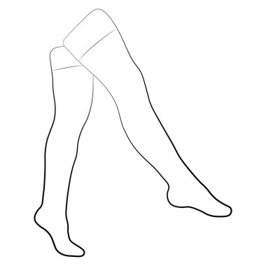 Kadınlar basit minimalist vektör simgesini dolduruyorlar. Dişi bacaklar. Çizgili ayak, vektör çizimi. Beyaz arkaplanda kadın bacak vektörü izole.