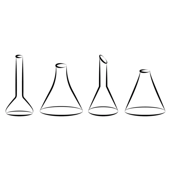 Kimyasal Test Tüpleri Vektör Simgeleri Minimalist Çizimler Oluşturur Beyaz Arka — Stok Vektör