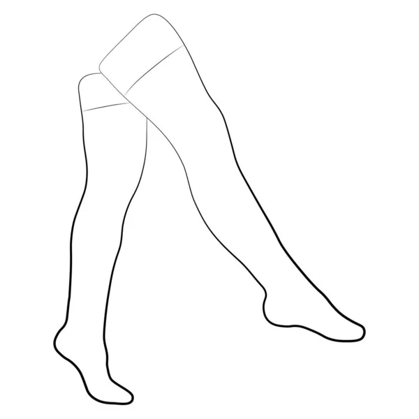 女性のストッキングアウトラインシンプルなミニマリストベクトルアイコン 女性の足 概要足 ベクトルイラスト 白い背景に隔離された女性の足のベクトル — ストックベクタ