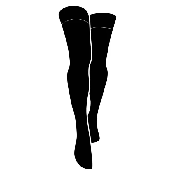 Women Stocking Silhouette Simple Minimalist Vector Icon Female Legs Silhouette — Stockvektor