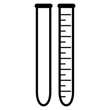 Kimyasal test tüpleri vektör simgeleri minimalist düz çizimler oluşturur. Beyaz arka planda izole edilmiş bilimsel deney şişeleri.