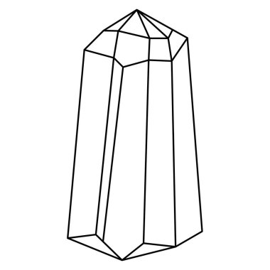 Hippi kristal ana hatları vektör illüstrasyon minimalist simgesi. Hazine taşının doğrusal işareti. Mineral, elmas, kuvars, beyaz arkaplanda izole edilmiş basit simge.