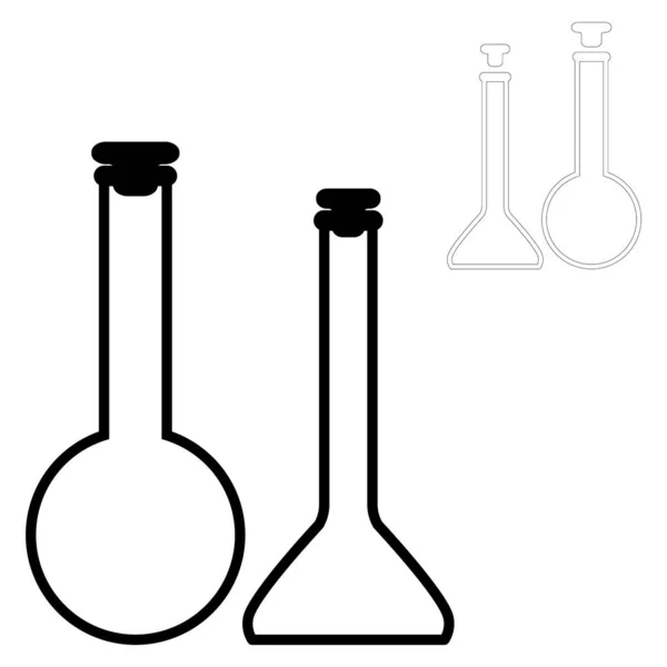 Chemische Reagenzgläser Vektorsymbole Setzen Minimalistische Flache Illustrationen Experiment Chemiekolben Für — Stockvektor