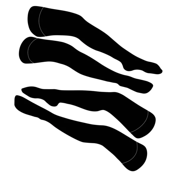 Women Stocking Silhouette Simple Minimalist Vector Icon Female Legs Set — Stock Vector