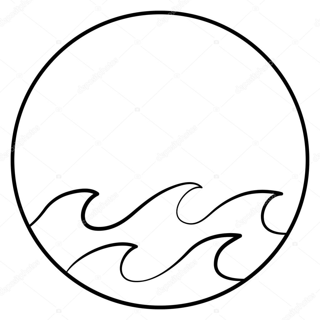 Simple minimalist waves water lake river logo in circle vector illustration, design isolated on white background