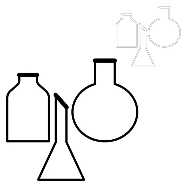 Chemické Zkumavky Vektorové Ikony Nastavit Minimalistické Ploché Ilustrace Experimentální Chemické — Stockový vektor