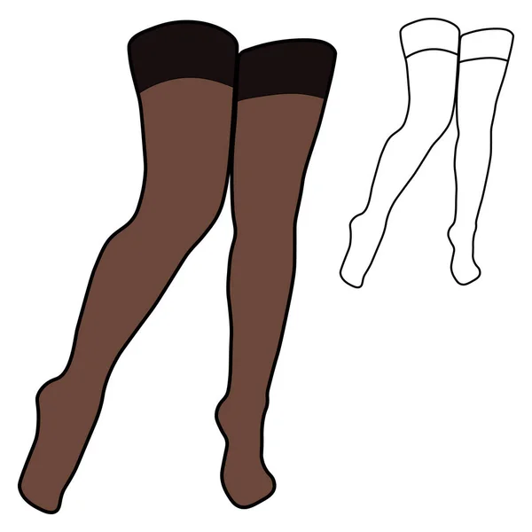 Women Stocking Outline Colour Simple Minimalist Vector Icon Female Legs — Stockvektor