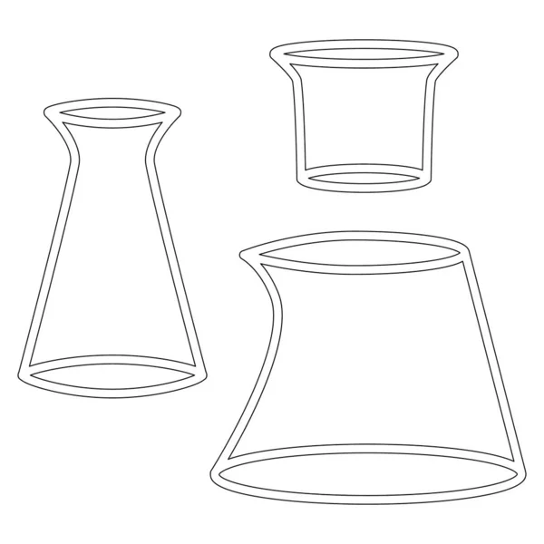 Chemische Reagenzgläser Vektorsymbole Setzen Minimalistische Flache Illustrationen Experiment Chemiekolben Für — Stockvektor