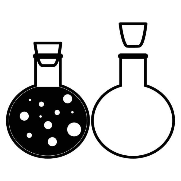 Kémiai Kémcső Vektor Ikonok Beállítani Minimalista Lapos Illusztrációk Kísérlet Kémiai — Stock Vector