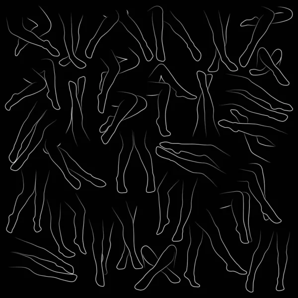 Women Stocking Outline Simple Minimalist Vector Icon Female Legs Set — 图库矢量图片