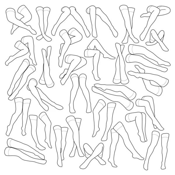 Les Femmes Stockant Contour Simple Icône Vectorielle Minimaliste Jambes Fermées — Image vectorielle