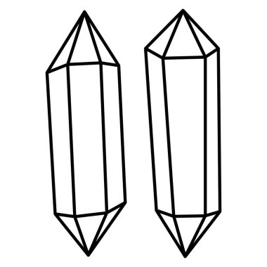 Kristal hatlı vektör illüstrasyon minimalist simge seti. Hazine taşının doğrusal işareti. Mineral, elmas, kuvars. Beyaz arkaplanda izole edilmiş basit simgeler..