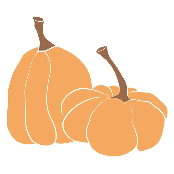 Set illustrazione vettoriale icona zucca. Autunno Halloween o il Ringraziamento simbolo di zucca in design piatto, semplice, sagoma contorno isolato su sfondo bianco — Vettoriale Stock