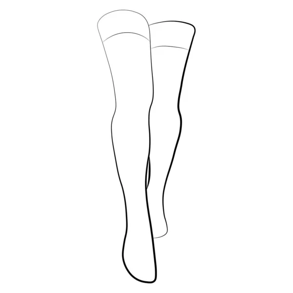 女性のストッキングアウトラインシンプルなミニマリストベクトルアイコン。女性の足。概要魅力的な足、ベクトルイラスト。白い背景に隔離された女性の足のベクトル. — ストックベクタ