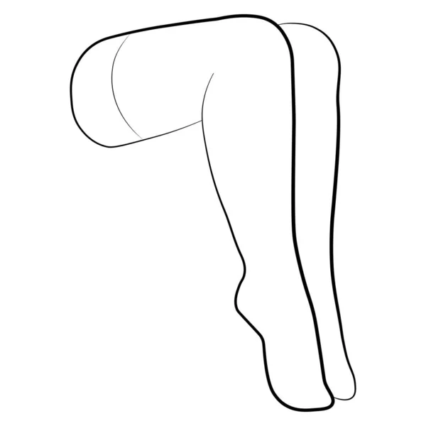 Mulheres meia delinear ícone vetor minimalista simples. Pernas femininas. Delinear pé atraente, ilustração vetorial. Mulher vetor perna isolado no fundo branco. —  Vetores de Stock