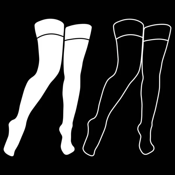 Women Stocking Outline Silhouette Simple Minimalist Vector Icon Female Legs — Stok Vektör