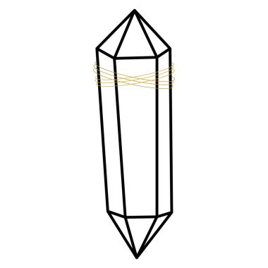 Hippi kristal ana hatları vektör illüstrasyon minimalist simgesi. Hazine taşının doğrusal işareti. Mineral, elmas, kuvars, beyaz arkaplanda izole edilmiş basit simge.