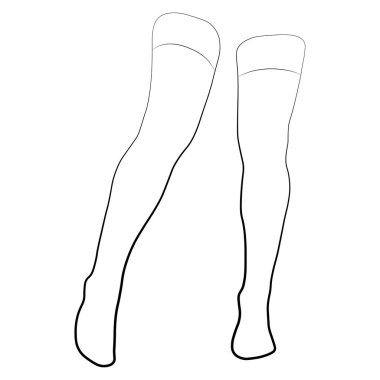 Kadınlar basit minimalist vektör simgesini dolduruyorlar. Dişi bacaklar. Çizgili ayak, vektör çizimi. Beyaz arkaplanda kadın bacak vektörü izole.
