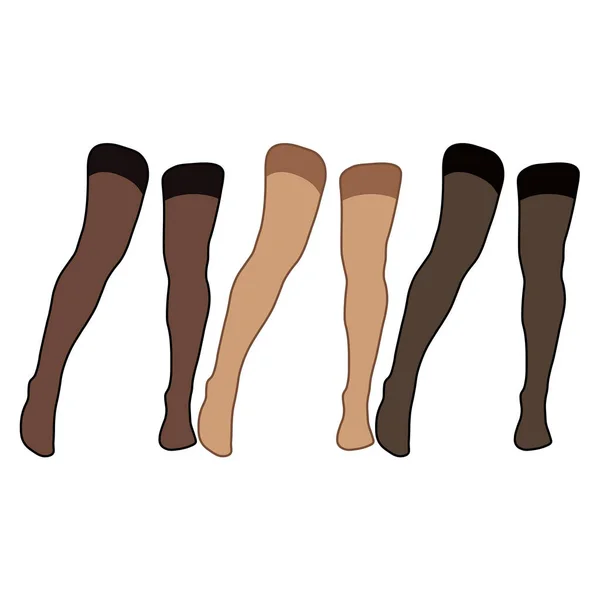 異なる色のストッキング女性はシンプルなミニマリストベクトルアイコン 女性の足がセット カラーフットベクトルイラスト 白い背景に隔離された女性の足のベクトル — ストックベクタ