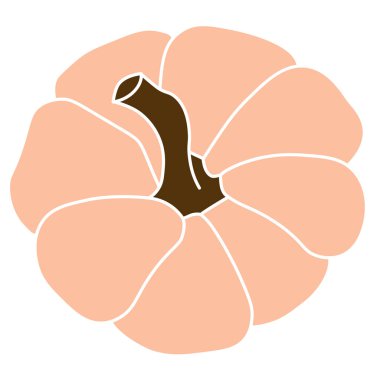 Kabak ikonu vektör çizimi. Sonbahar Cadılar Bayramı ya da Şükran Günü balkabağı sembolü düz tasarım, beyaz arka planda izole edilmiş basit, ana hatlı siluet