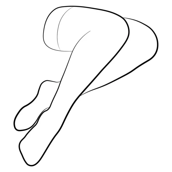 女性长袜轮廓简单简约的矢量图标.女性腿。轮廓迷人的脚,矢量图解.白色背景下孤立的妇女腿载体. — 图库矢量图片