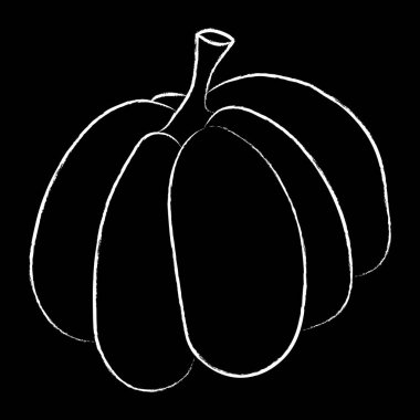 Kabak ikonu vektör çizimi. Sonbahar Cadılar Bayramı ya da Şükran Günü balkabağı sembolü düz dizayn edilmiş, özet silueti siyah arkaplanda izole edilmiş