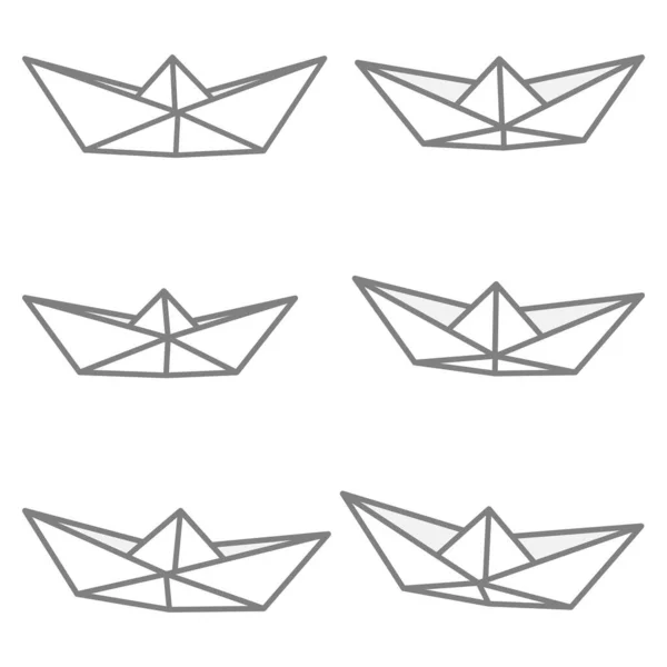 Набір Векторних Ілюстрацій Значків Паперових Човнів Намалюйте Простий Паперовий Човен — стоковий вектор