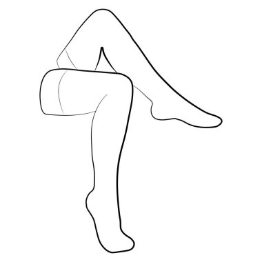 Kadınlar basit minimalist vektör simgesini dolduruyorlar. Dişi bacaklar. Çizgili ayak, vektör çizimi. Beyaz arkaplanda kadın bacak vektörü izole.