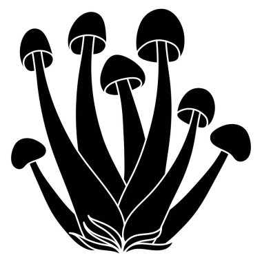 Beyaz arkaplanda izole edilmiş basit mantar vektörü çizimi. Siluet versiyonu. Doğal sağlıklı mantar, sonbahar tasarımı..