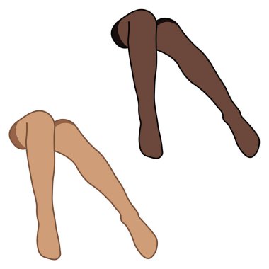 Farklı renkte stoklayan kadınlar basit minimalist vektör ikonu. Dişi bacaklar hazır. Renkli ayak, vektör çizimi. Beyaz arkaplanda kadın bacak vektörü izole.