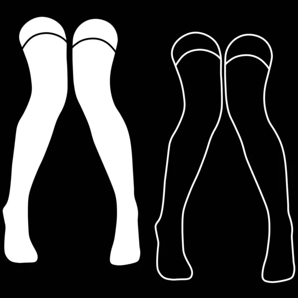 Women Stocking Outline Silhouette Simple Minimalist Vector Icon Female Legs — Vetor de Stock