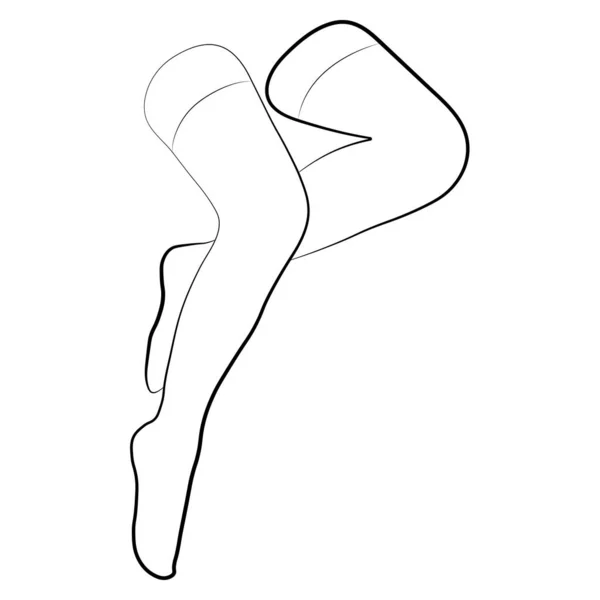 女性のストッキングアウトラインシンプルなミニマリストベクトルアイコン 女性の足 概要足 ベクトルイラスト 白い背景に隔離された女性の足のベクトル — ストックベクタ