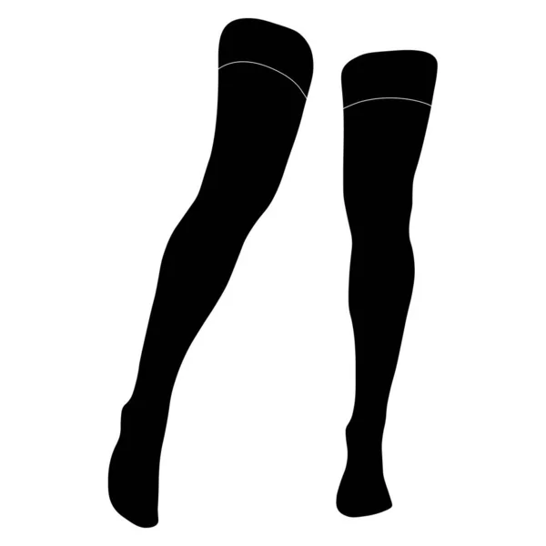 Women Stocking Silhouette Simple Minimalist Vector Icon Female Legs Silhouette — Stockvektor