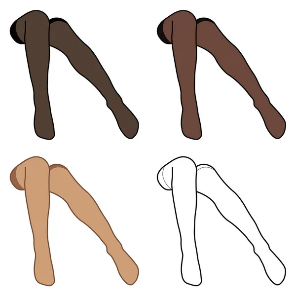 女性のストッキングアウトラインと色シンプルなミニマリストベクトルアイコン 女性の足がセット 白い背景に隔離された女性の足のベクトル — ストックベクタ