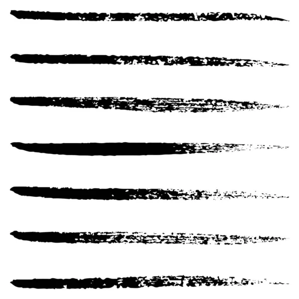 Siyah Mürekkep Fırça Darbeleri Ayarlandı Vector Boya Fırçası Çizimleri Kirli — Stok Vektör