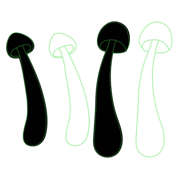 Set Dotted Mushrooms Vector Simple Illustration Isolated White Background Outline — Διανυσματικό Αρχείο