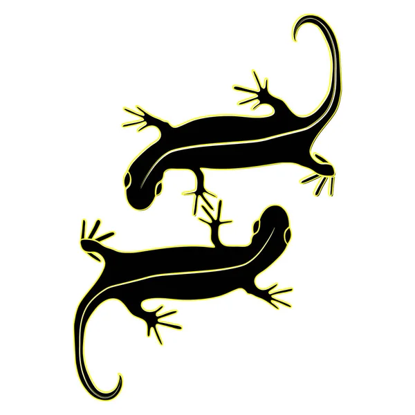 Uppsättning Ödlor Reptil Gecko Vektor Illustration Enkel Illustration Isolerad Vit — Stock vektor