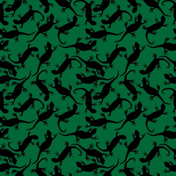 Seamless pattern of lizards reptile gecko silhouette vector. Simple silhouette pattern isolated on green background. Template for clothes, wallpaper, background and fabric. Template for prints