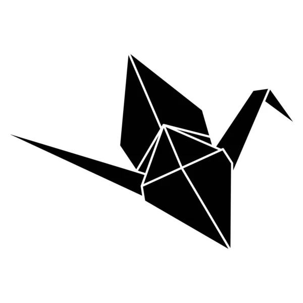 白を基調にした折り鶴ベクトルシルエットイラストアイコン インフォグラフィック ウェブサイトやアプリのための日本の折り紙クレーン 折り畳まれた紙の芸術のための幾何学的なライン形状 — ストックベクタ