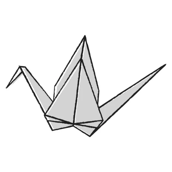 Иконка Рисунка Векторного Силуэта Крана Оригами Изолирована Белом Фоне Японский — стоковый вектор