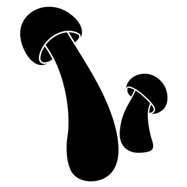 Beyaz arkaplanda izole edilmiş basit mantar vektörü çizimi. Siluet versiyonu. Doğal sağlıklı mantar, sonbahar tasarımı..