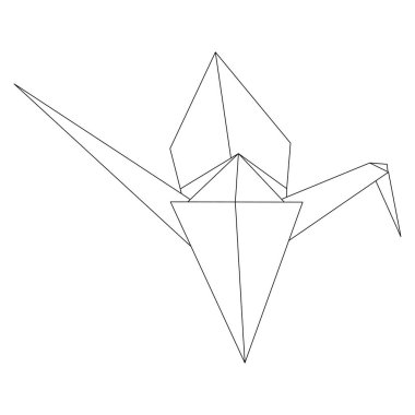 Origami vinç ana hatları çizim simgesi beyaz arkaplanda izole edildi. Infographic, web sitesi ya da uygulama için Japon origami vinci. Katlanmış kağıt sanatı için geometrik çizgi şekli.