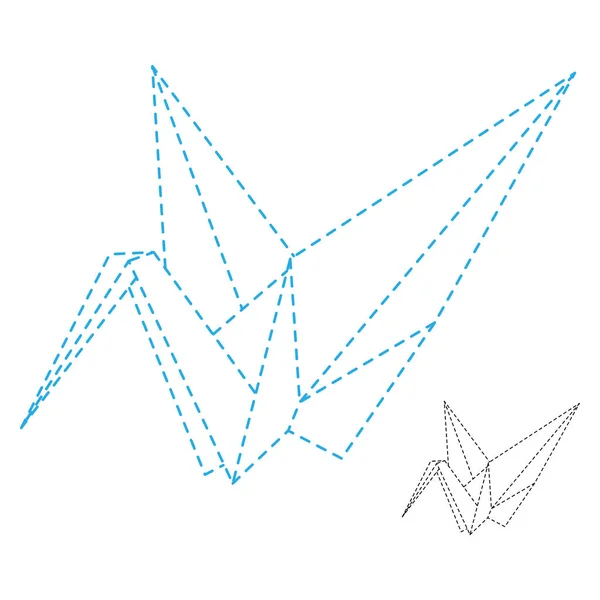 Zestaw Origami Zarys Wektora Dźwigu Przerywana Ilustracja Izolowane Białym Tle — Wektor stockowy